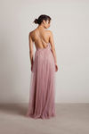 Night To Remember Chiffon Double High Slit Maxi Dress - Rose