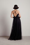 Night To Remember Chiffon Double High Slit Maxi Dress - Black