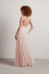 Night To Remember Chiffon Double High Slit Maxi Dress - Blush