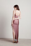 What A Night Ruched High Slit Maxi Dress - Mauve