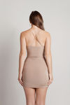 Vaea Cross Back Bodycon Mini Dress - Taupe