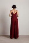 Love Galore Pleated Slit Maxi Dress - Wine