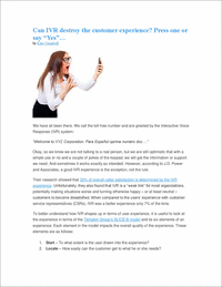 Can IVR Destroy The Customer Experience?