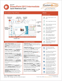 Microsoft PowerPoint 2013 Intermediate - Quick Reference Card