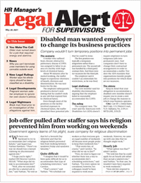 HR Manager's Legal Alert for Supervisors Newsletter: May 28 Edition