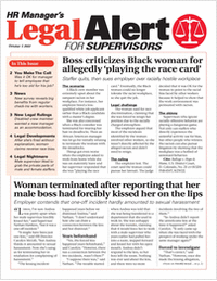 HR Manager's Legal Alert for Supervisors Newsletter: October 7 Edition