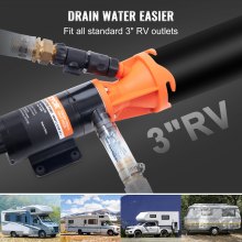 VEVOR RV Portable Macerator Pump, 12V, 12GMP Quick Release RV Waste Pump, RV Sewage Sewer Pump with Detachable Quick Connection Valve Metal Hose Clamp Power Cord, for RV Boat Marine Motorhome Camper