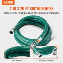 VEVOR Suction Hose 2 in x 20 ft Green High Quality Hose Complete Fittings