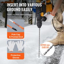 VEVOR Driveway Markers, 100 PCS 48 inch, 0.4 inch Diameter, Orange Fiberglass Poles Snow Stakes with Reflective Tape, 12" Steel Drill Bit & Protection Gloves for Parking Lots, Walkways Easy Visibility