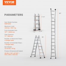 VEVOR Telescoping Ladder A Frame 13 FT Extension Multi-Function for Homework