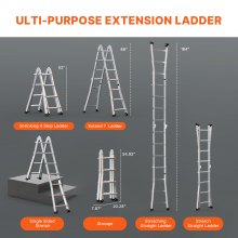 VEVOR Telescoping Ladder A Frame 15 FT Extension Multi-Function for Homework