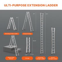 VEVOR Telescoping Ladder A Frame 16.7 FT Extension Multi-Function for Homework