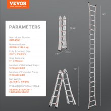 VEVOR Telescoping Ladder A Frame 20 FT Extension Multi-Function for Homework