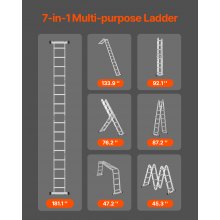 VEVOR Multi-Purpose Folding Ladder 7-in-1 4 Step 15.5ft Reach Height for Work