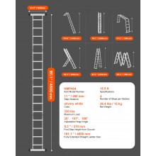 VEVOR Multi-Purpose Folding Ladder 7-in-1 4 Step 15.5ft Reach Height for Work