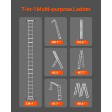 VEVOR Multi-Purpose Folding Ladder 7-in-1 5 Step 19ft Reach Height Metal