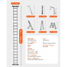 VEVOR Multi-Purpose Folding Ladder 7-in-1 5 Step 19ft Reach Height for Work