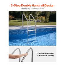 VEVOR Robust Stainless Steel Pool Ladder 3-Step & 2 Handrails for 48-54 In Pool