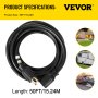 VEVOR generator extension cord, 50ft/15.24m, suitable for home, rv, and boat.