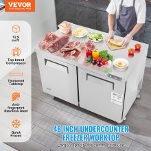 VEVOR 48" Commercial Frozen Refrigerator Sandwich & Salad Prep Table 12.9 Cu. Ft