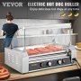 VEVOR Hot Dog Roller, 18 Hot Dog Capacity 7 Rollers, 1050W Stainless Steel Cook Warmer Machine w/ Cover & Dual Temp Control, LED Light & Detachable Drip Tray, Sausage Grill Cooker for Kitchen Canteen