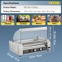 VEVOR Hot Dog Roller, 18 Hot Dog Capacity 7 Rollers, 1050W Stainless Steel Cook Warmer Machine w/ Cover & Dual Temp Control, LED Light & Detachable Drip Tray, Sausage Grill Cooker for Kitchen Canteen