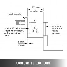 VEVOR Egress Ladder Basement 4 Steps Basement Egress Egress Window Ladder Loft Ladder Window Well Ladder Attic Ladder Parts Escape Ladder Emergency Window Ladder Egress Well Egress Windows