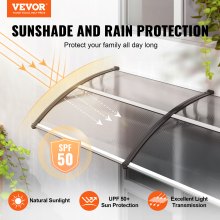 VEVOR Window Door Awning Canopy 40" x 80", UPF 50+ Polycarbonate Entry Door Outdoor Window Awning Exterior, Front Door Overhang Awning for Sun Shutter, UV, Rain, Snow Protection, Hollow Sheet