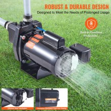 VEVOR 1.5 HP Cast Iron Sprinkler/Irrigation Pump, 115/230 Volt, 66 GPM 3450 RPM Shallow Well Jet Water Pump Booster, 1'' NPT Outlet 1-1/4'' NPT Inlet Lake Lawn Pump for Irrigation Sprinkler System