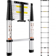 VEVOR Telescoping Ladder, 10.5 FT Aluminum One-button Retraction Collapsible Extension Ladder, 375 LBS Capacity w/ Non-slip Feet, Portable Multi-purpose Compact Ladder for Home, RV, Loft, ANSI Listed