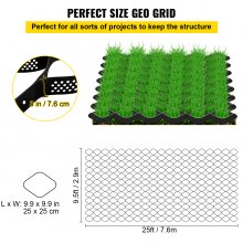 VEVOR Ground Grid, 1885 lbs per Sq Ft Load Geo Grid, 3" Depth Permeable Stabilization System for DIY Patio, Walkway, Shed Base, Light Vehicle Driveway, Parking Lot, Grass, and Gravel