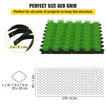 VEVOR Ground Grid, 1885 lbs per Sq Ft Load Geo Grid, 2" Depth Permeable Stabilization System for DIY Patio, Walkway, Shed Base, Light Vehicle Driveway, Parking Lot, Grass, and Gravel