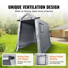 VEVOR Portable Shed Outdoor Storage Shelter, 6 x 8 x 7 ft Heavy Duty All-Season Instant Storage Tent Tarp Sheds with Roll-up Zipper Door and Ventilated Windows For Motorcycle, Bike, Garden Tools