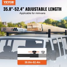 VEVOR Van Roof Ladder Rack, 2 Bars Alloy Steel Roof Racks, 500 LBS Capacity Rain-Gutter Roof Rack, Adjustable Length 35.8"-57.5", Van Ladder Rack Compatible with Chevrolet Express, GMC Savana, etc