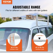 VEVOR Van Roof Ladder Rack, 2 Bar Alloy Steel Ladder Racks, Adjustable from 47.2"-78.7", 500 lbs Capacity, Roof Rack Compatible with Full-size Vans with Rain Gutter, Chevrolet Express, GMC Savana, etc