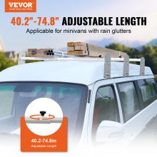 VEVOR Van Roof Ladder Rack, 3 Bars Alloy Steel Roof Racks, 750 LBS Capacity Rain-Gutter Roof Rack, Adjustable Length 40.2" to 74.8", Van Ladder Rack Compatible with Chevrolet Express, GMC Savana, etc