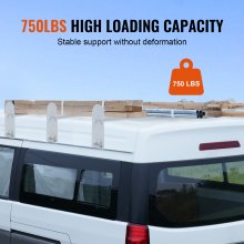 VEVOR Van Roof Ladder Rack, 3 Bars Alloy Steel Roof Racks, 750 LBS Capacity Rain-Gutter Roof Rack, Adjustable Length 40.2" to 74.8", Van Ladder Rack Compatible with Chevrolet Express, GMC Savana, etc