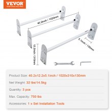 VEVOR Van Roof Ladder Rack, 3 Bars Alloy Steel Roof Racks, 750 LBS Capacity Rain-Gutter Roof Rack, Adjustable Length 40.2" to 74.8", Van Ladder Rack Compatible with Chevrolet Express, GMC Savana, etc