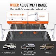 VEVOR Trailer Ladder Rack Van Roof Ladder Rack 600 lbs 56.7-63 inch Adjustable