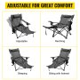 VEVOR folding camp chair adjustable for reclining, sleeping, and sitting with footrest.