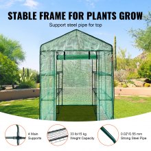 VEVOR Walk-in Green House, 4.6 x 4.6 x 6.6 ft , Greenhouse with Shelves, High Strength PE Cover with Zipper Door and Steel Frame, Assembly in Minutes, Suitable for Planting and Storage