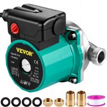 VEVOR Recirculating Pump, 93W 110V Water Circulator Pump, Automatic Start Circulating Pump NPT 3/4" w/Brass Fittings, Stainless Steel Pump Head, Three Speed Control for Electric Water Heater System