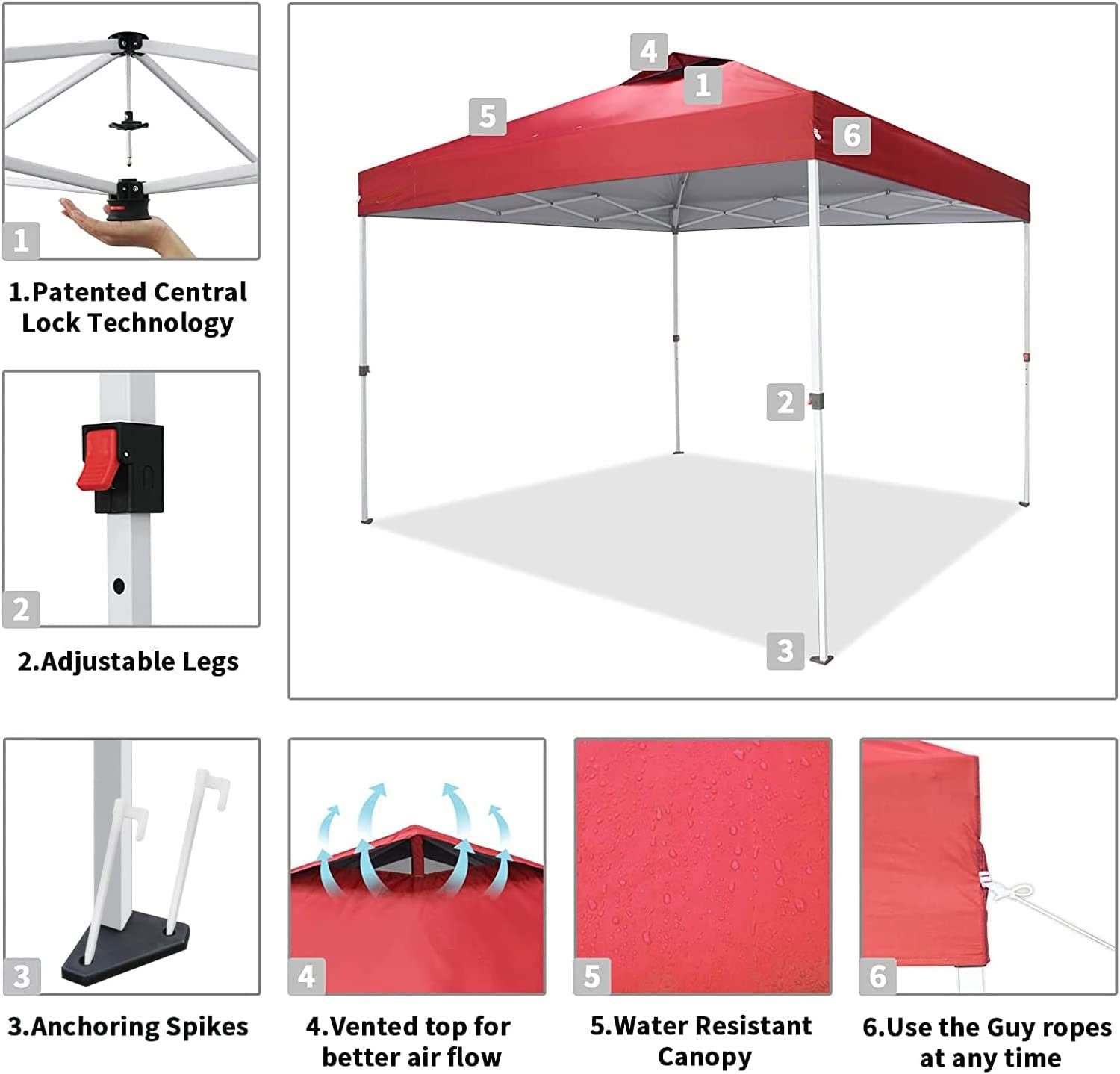 Supply Instant Canopy Tent Pop Up Gazebo Height Adjustable Wholesale ...