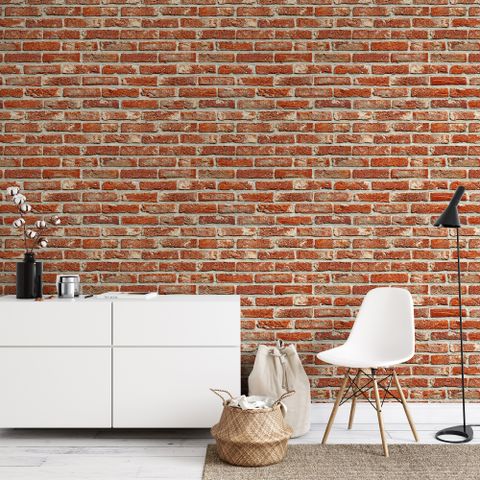 Vintage Red Orange Brick Stone Wallpaper Mural