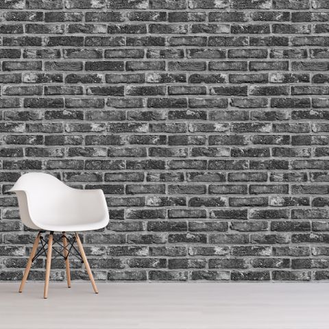 Grunge Black White Brick Wallpaper Mural