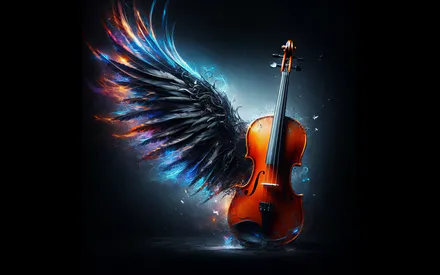 Violin, Cello, AI Art, Wings, Amoled, Minimalism