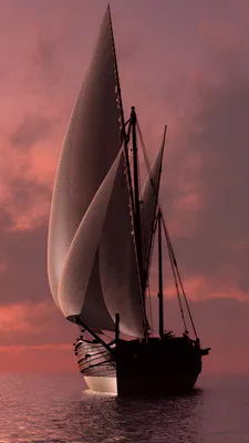 Sails, Boat, Sunset, Sea