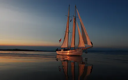 Yacht, Sea, Sunset