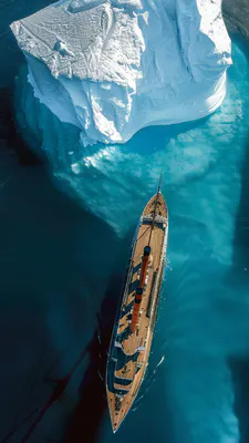 Ship, Ocean, Ice, View From Above