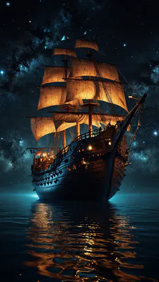 Boat, Sail, Light, Night, Sea